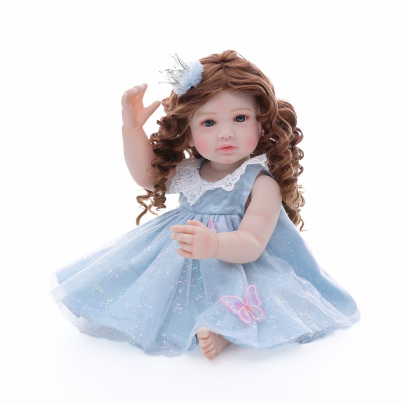 22-Inch/55cm Reborn Doll Clothes | Glitter Tulle Baby Blue Party Dress Outfit - Reborn Doll Australia