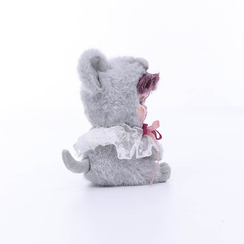 8 Inch/20cm High-Quality porcelain Cheeks Plush Gray Mouse Hat Doll - Reborn Doll Australia