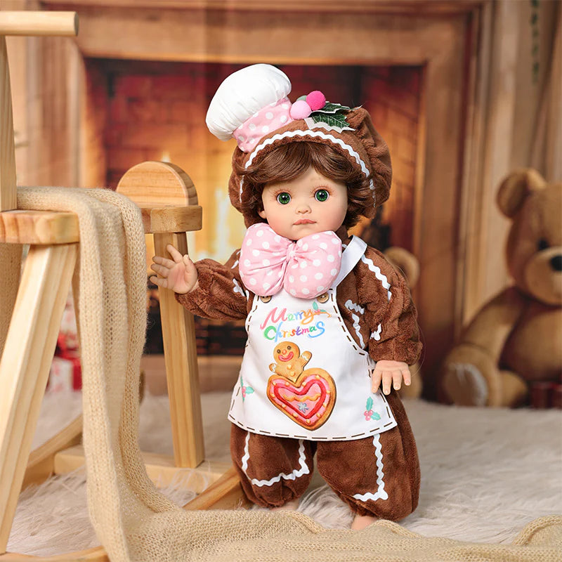18 Inch/45cm Vinyl Lifelike Reborn Baby Doll in Brown Little Chef Christmas Costume - Reborn Doll Australia