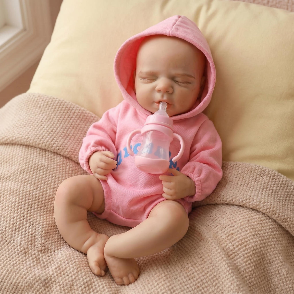 12 Inch Flexible Elastic Solid Platinum Silicone Art Doll Premie Baby Pascale Collector Gift with Random Pacifier And Bottle