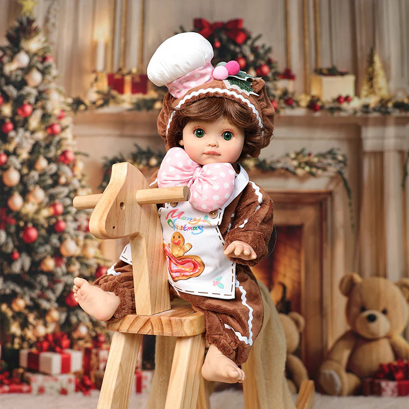 18 Inch/45cm Vinyl Lifelike Reborn Baby Doll in Brown Little Chef Christmas Costume - Reborn Doll Australia