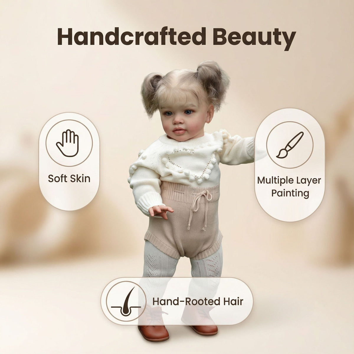 26 inch Reborn Doll Large Blonde Hair Reborn Doll with Weighted Soft Fabric Body Realistic Look for Kids