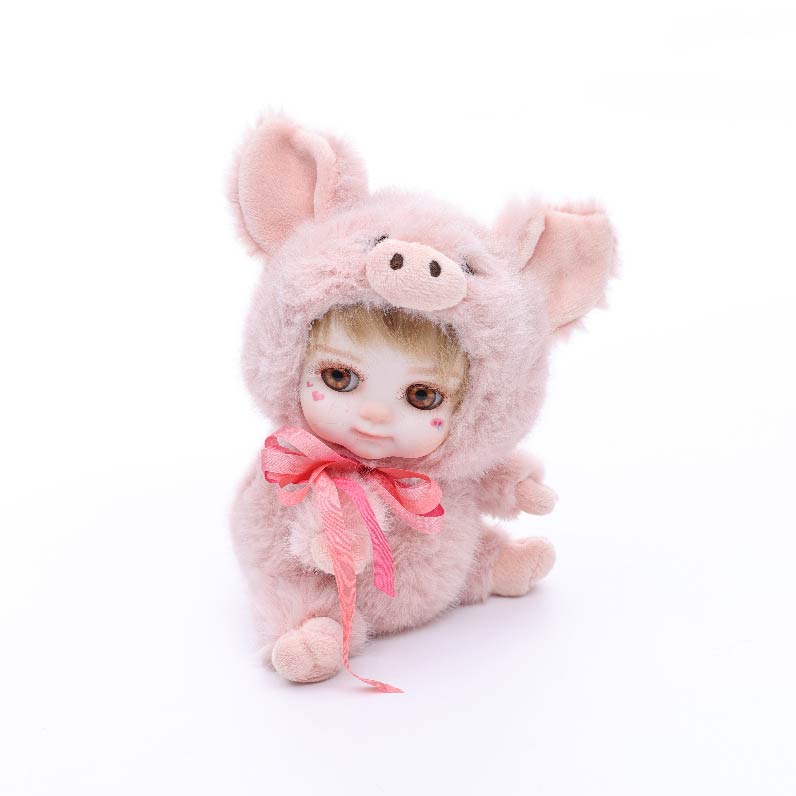 8 Inch/20cm High-Quality porcelain Cheeks Plush Pink Pig Hat Doll - Reborn Doll Australia