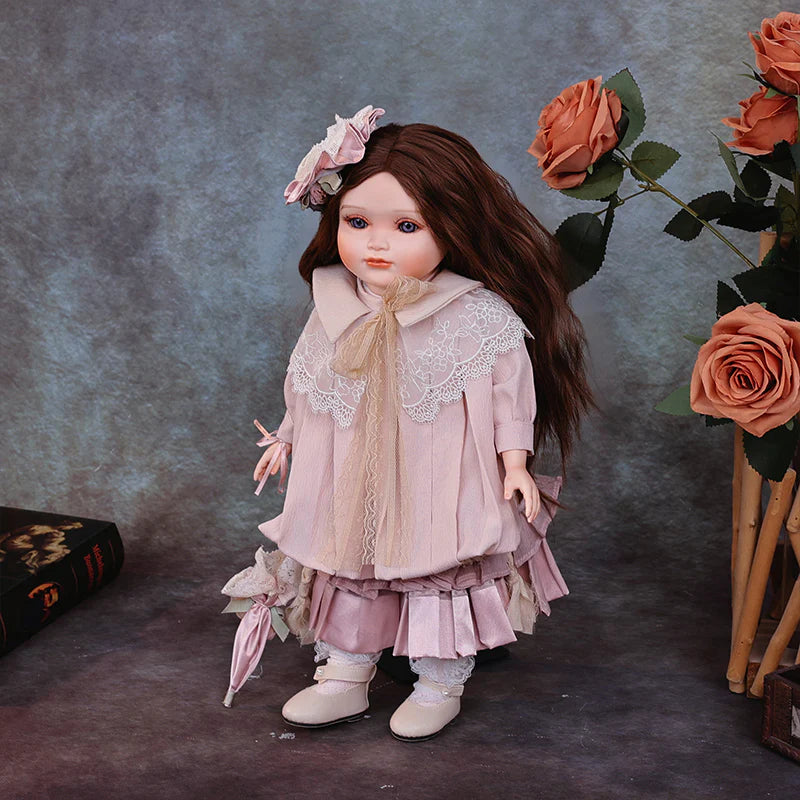 18-Inch/45cm Classical Dress Blonde Porcelain Princess Doll(Light Pink) - Reborn Doll Australia