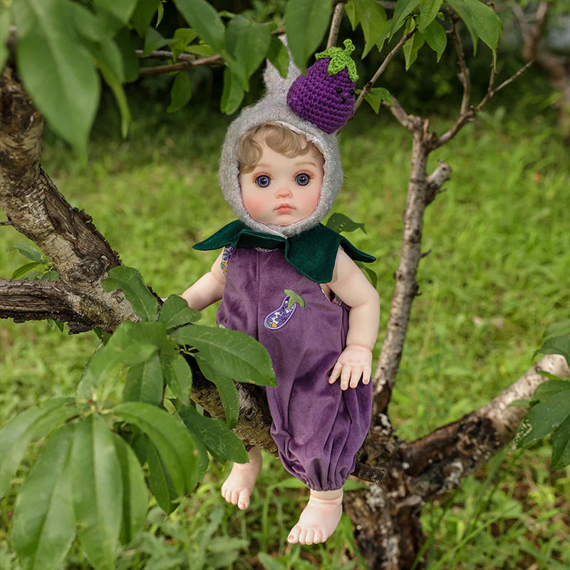 18 Inch/45cm Vinyl Lifelike Reborn Baby Doll in Eggplant Costume - Reborn Doll Australia