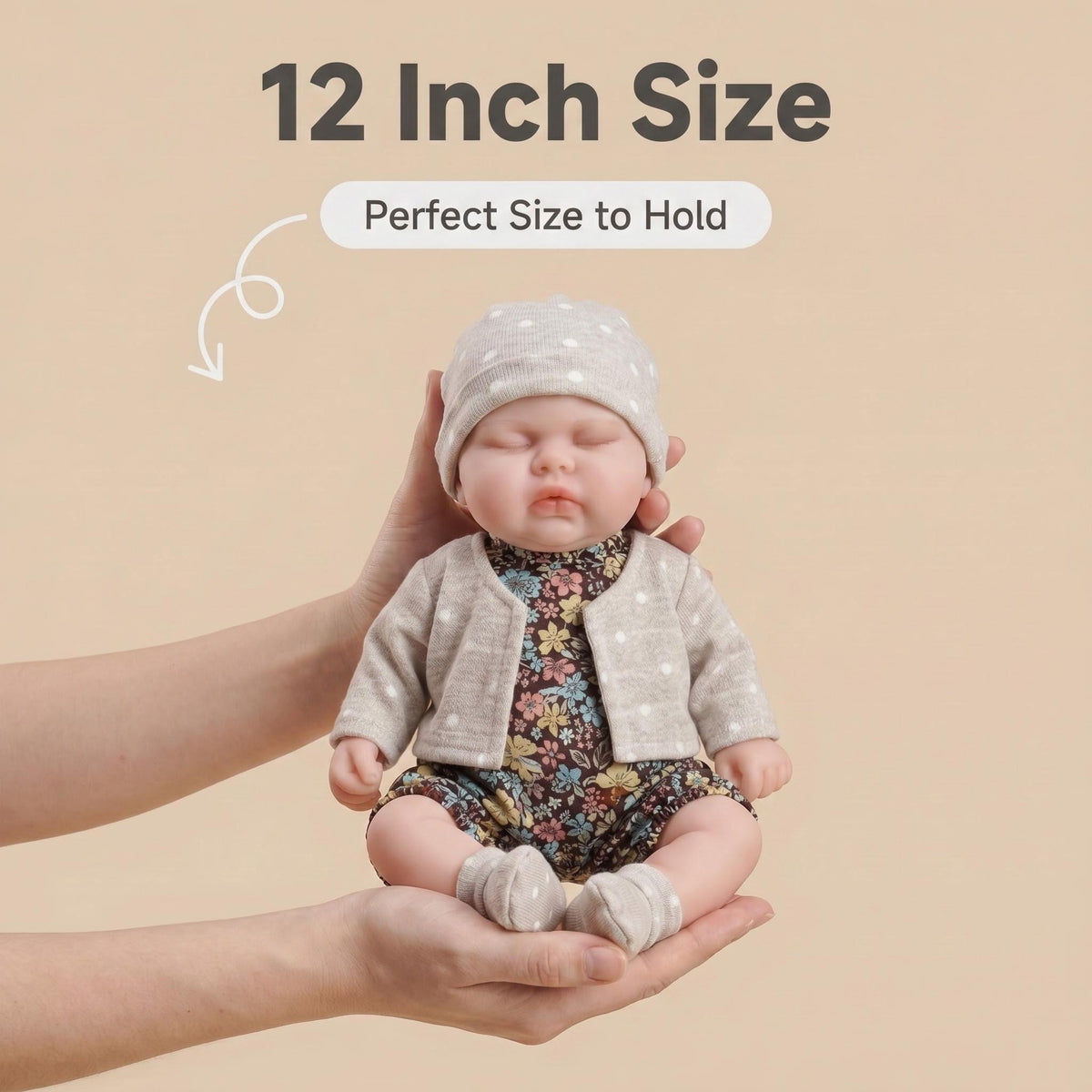12Inch Collectible Reborn Doll, Soft Solid Platinum Silicone Baby with Elastic Stretchable Real Touch Body