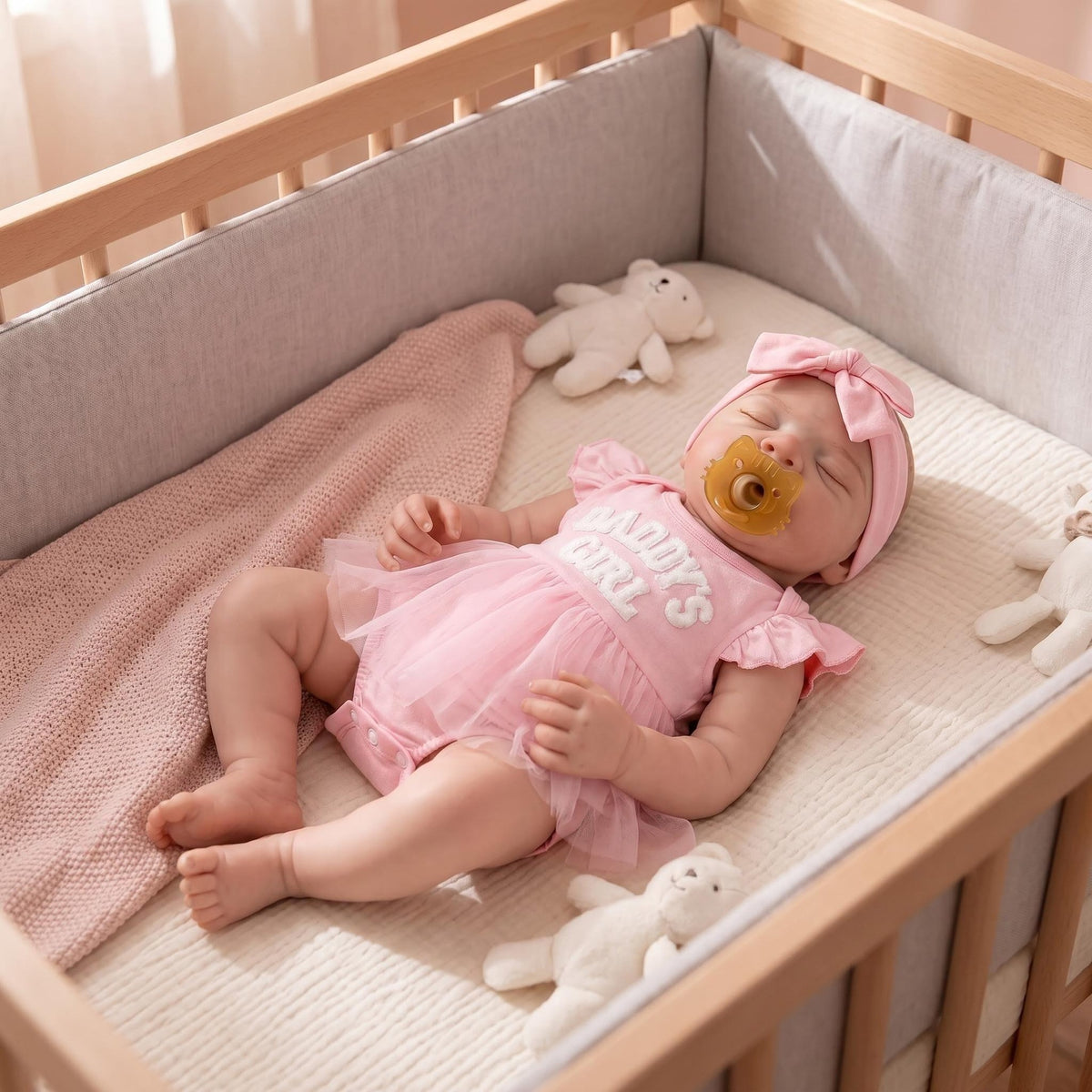 18inch Pascale Mouth Can Open Full Solid Platinum Silicone Real Baby Girl Doll with Pacifier Included