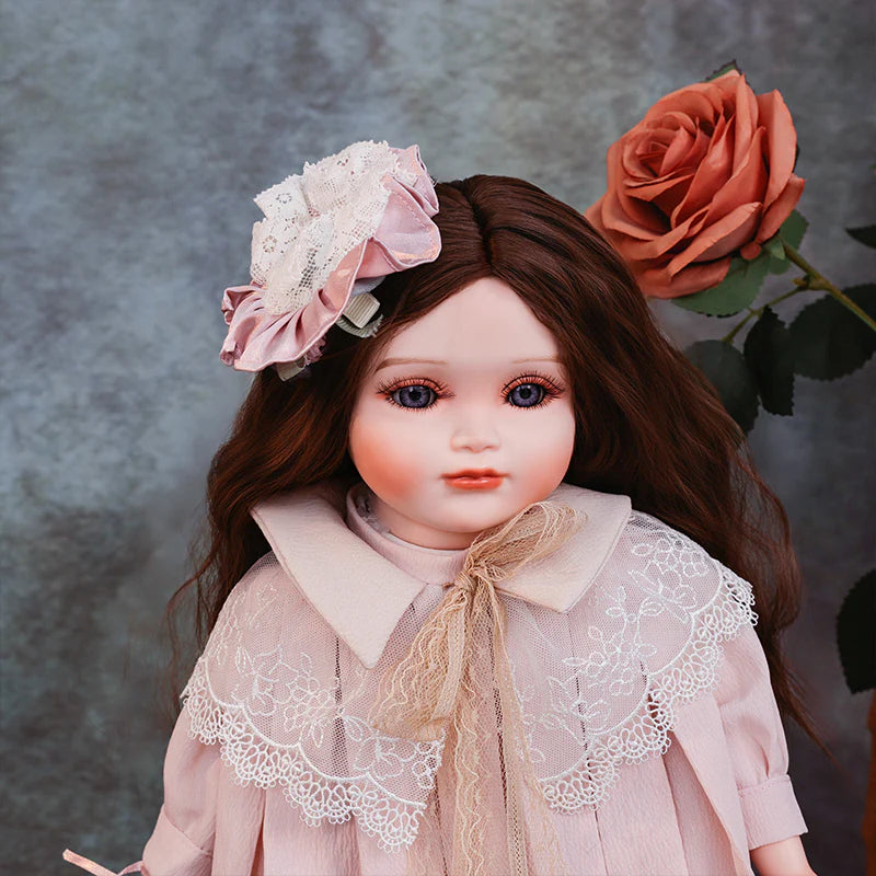 18-Inch/45cm Classical Dress Blonde Porcelain Princess Doll(Light Pink) - Reborn Doll Australia