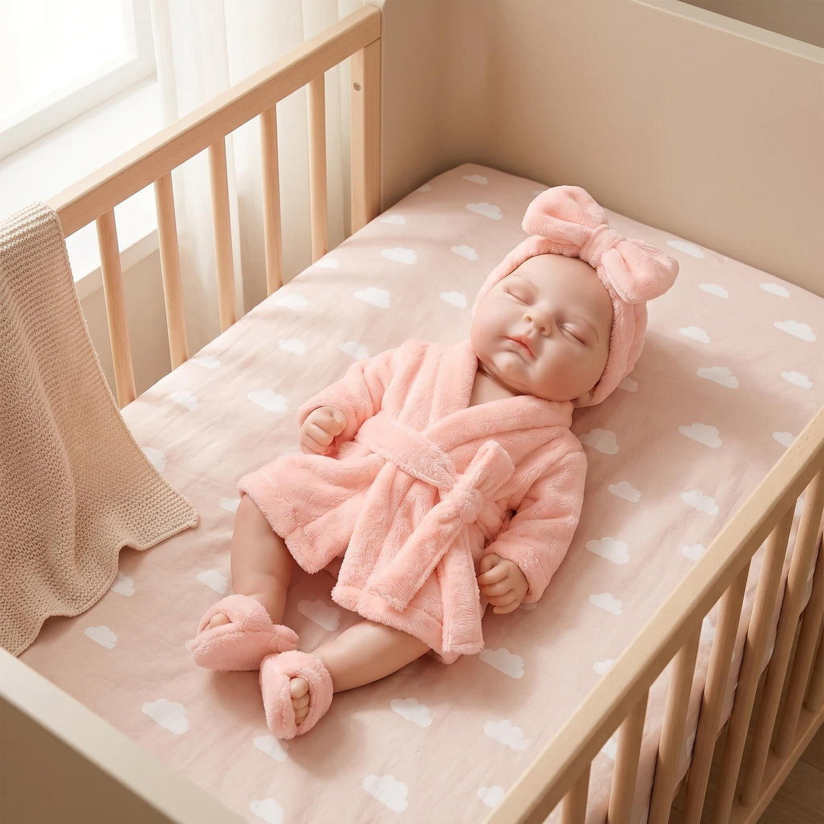 18-inch Platinum Silicone Baby Doll Peaches Solid Realistic Weight Girl Doll with Pacifier Resilient Collectible Toy