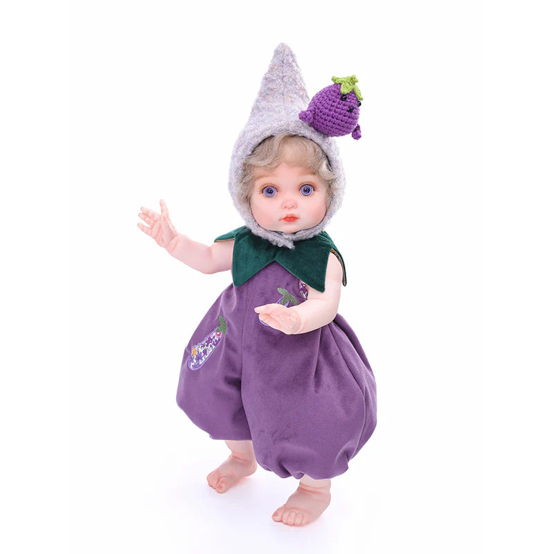 18 Inch/45cm Vinyl Lifelike Reborn Baby Doll in Eggplant Costume - Reborn Doll Australia