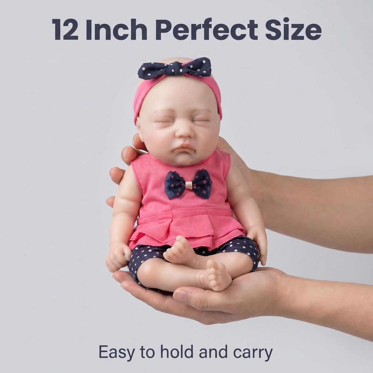 12 inch Reborn Realistic Full Silicone Baby A lifelike newborn girl doll with a soft body and movable limbs, a lovely baby gift for girls aged 3 and up