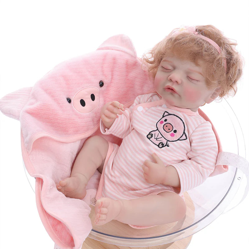 22 Inch Lifelike Reborn Baby Doll Wear Piglet Suit