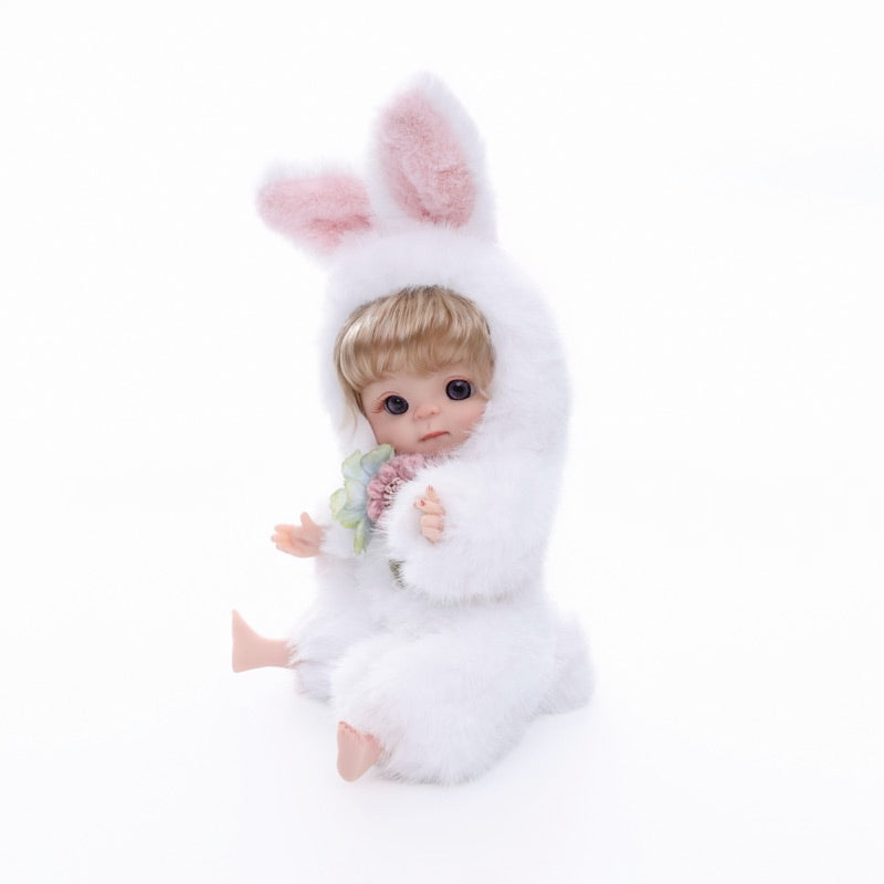 Premium Plush Bunny Baby Doll 10 inch/25cm Ultra-Soft Animal Costume Doll Toy Collectible Name Coco - Reborn Doll Australia