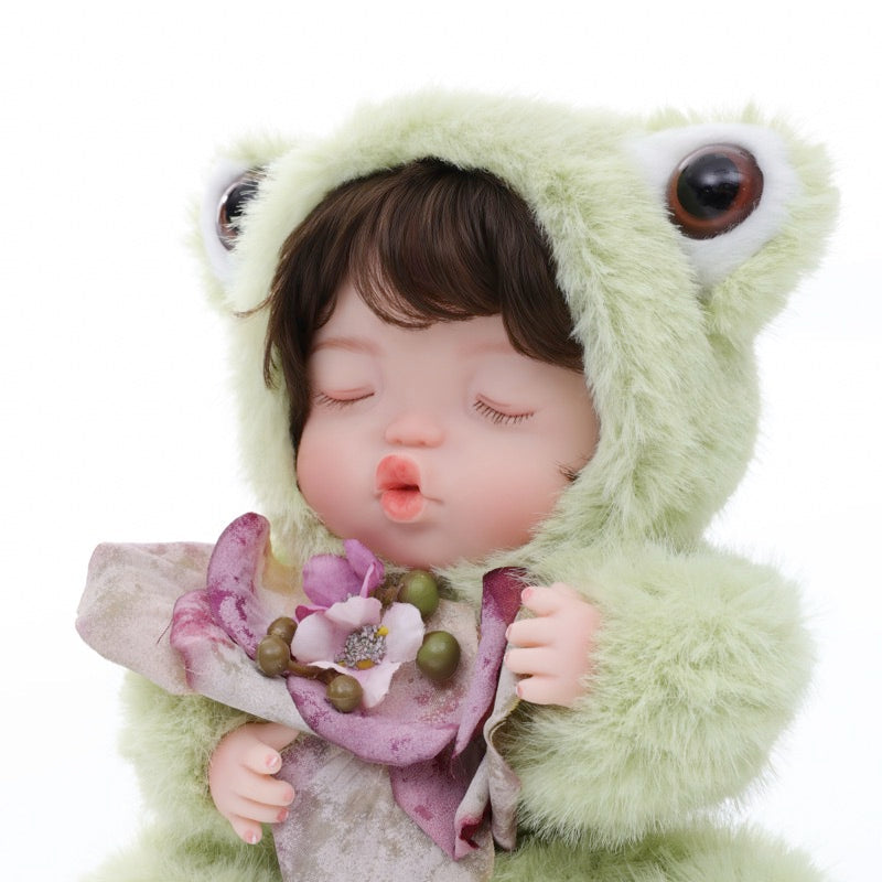 Fuzzy Frog Baby Doll 10 inch/25cm Cute Collectible Plush Gift for Birthdays Name Coco - Reborn Doll Australia