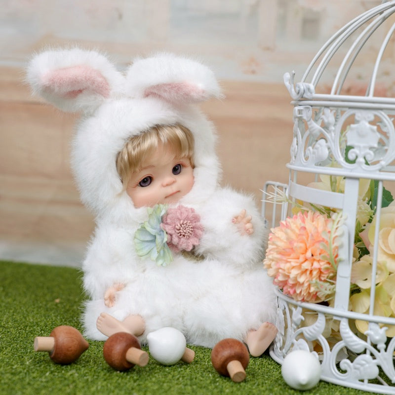 Premium Plush Bunny Baby Doll 10 inch/25cm Ultra-Soft Animal Costume Doll Toy Collectible Name Coco - Reborn Doll Australia