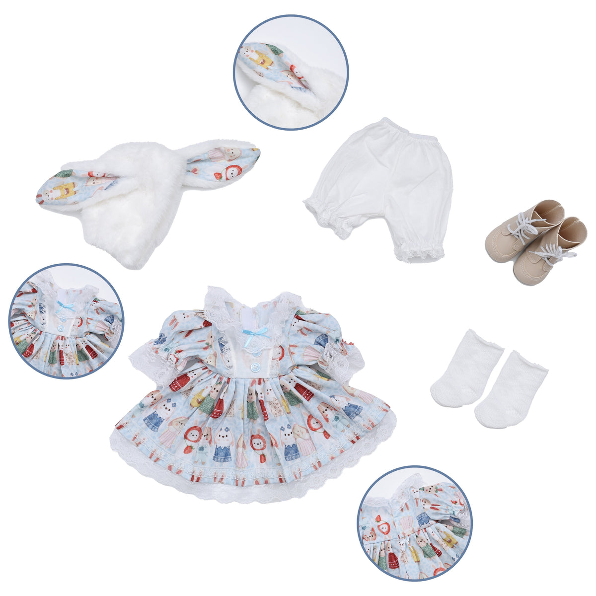 18-Inch/45cm Reborn Doll Clothes | Whimsical Fairy Tale Print Baby Doll Dress - Reborn Doll Australia