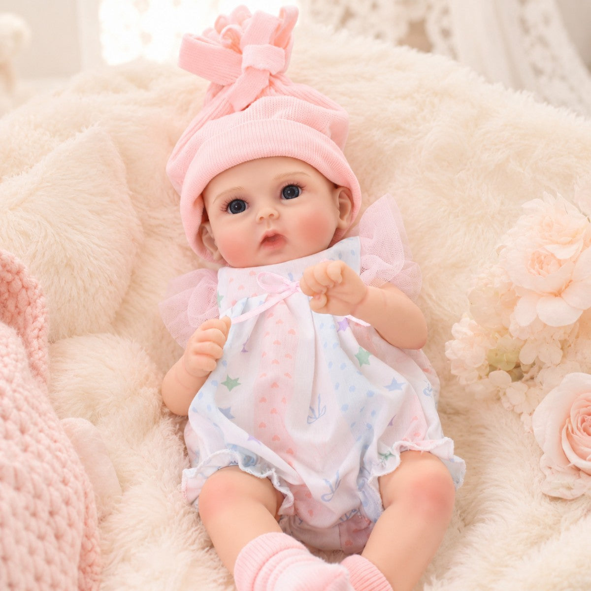 12 inch silicone reincarnation simulation baby doll with soft skin, real touch, stretchable when opened, 30cm bald head