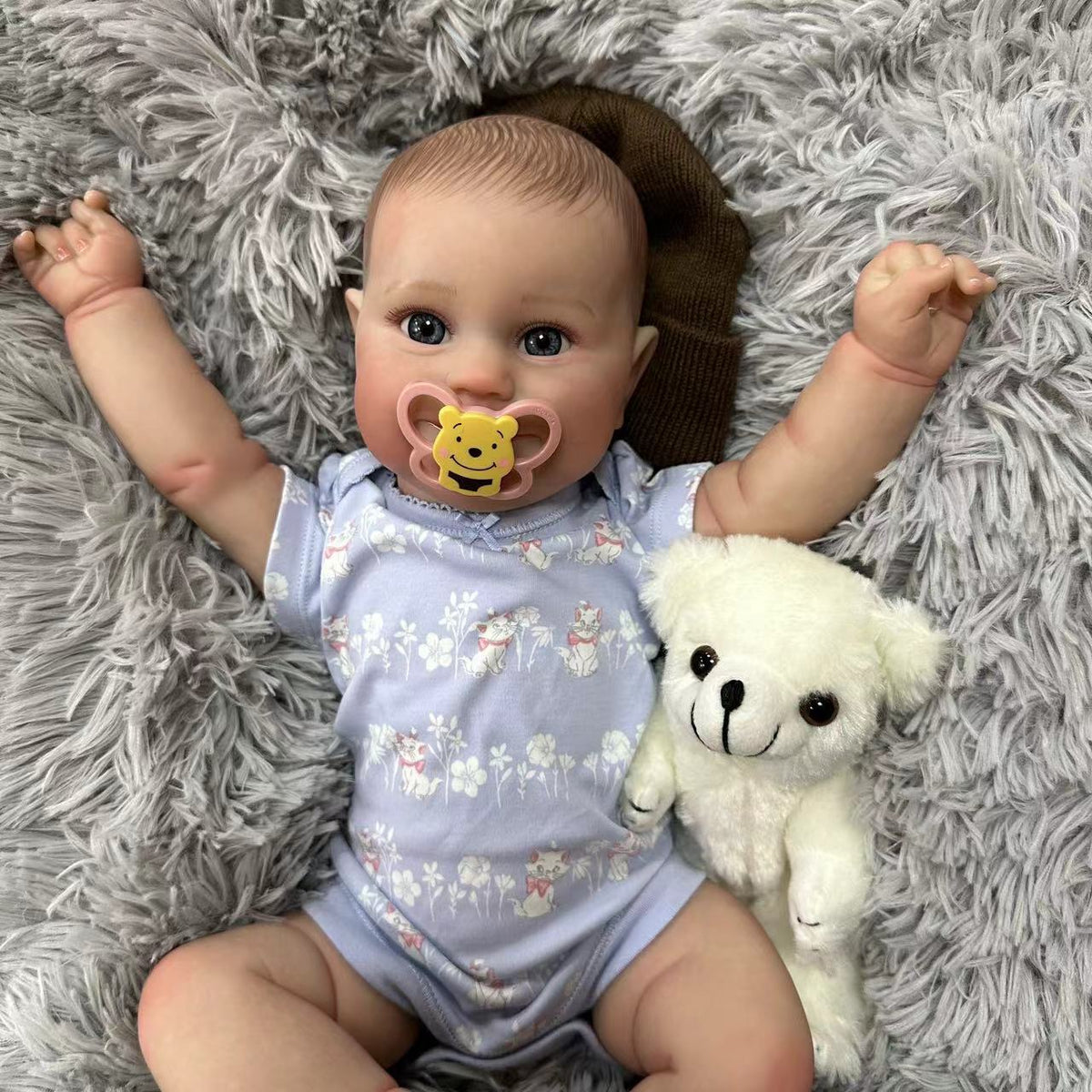 20 Inch Realistic Reborn Newborn Doll with Cloth Body Delicate 3D Vein Skin Handmade Toy Doll as Birthday Gift for Girls
