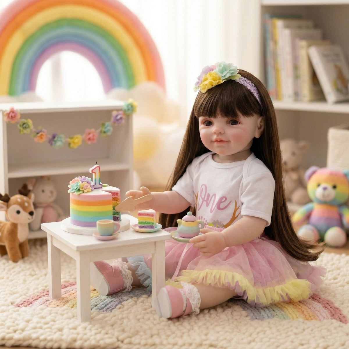 22 inch Standing Toddler Reborn Dolls with Full vinyl Body girl for Gifts