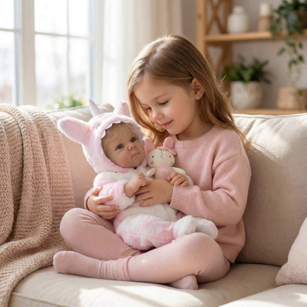 18 inch pink plush unicorn Bettie simulation doll reborn doll