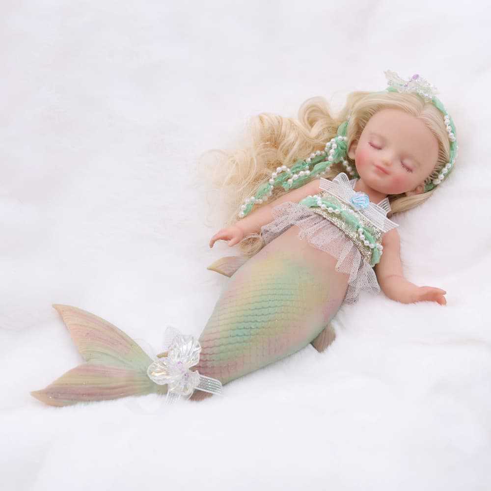 10 Inch Full Silicone Mermaid Baby Doll, Sleeping Fantasy Figure, Gift for Birthdays & Holiday Occasions