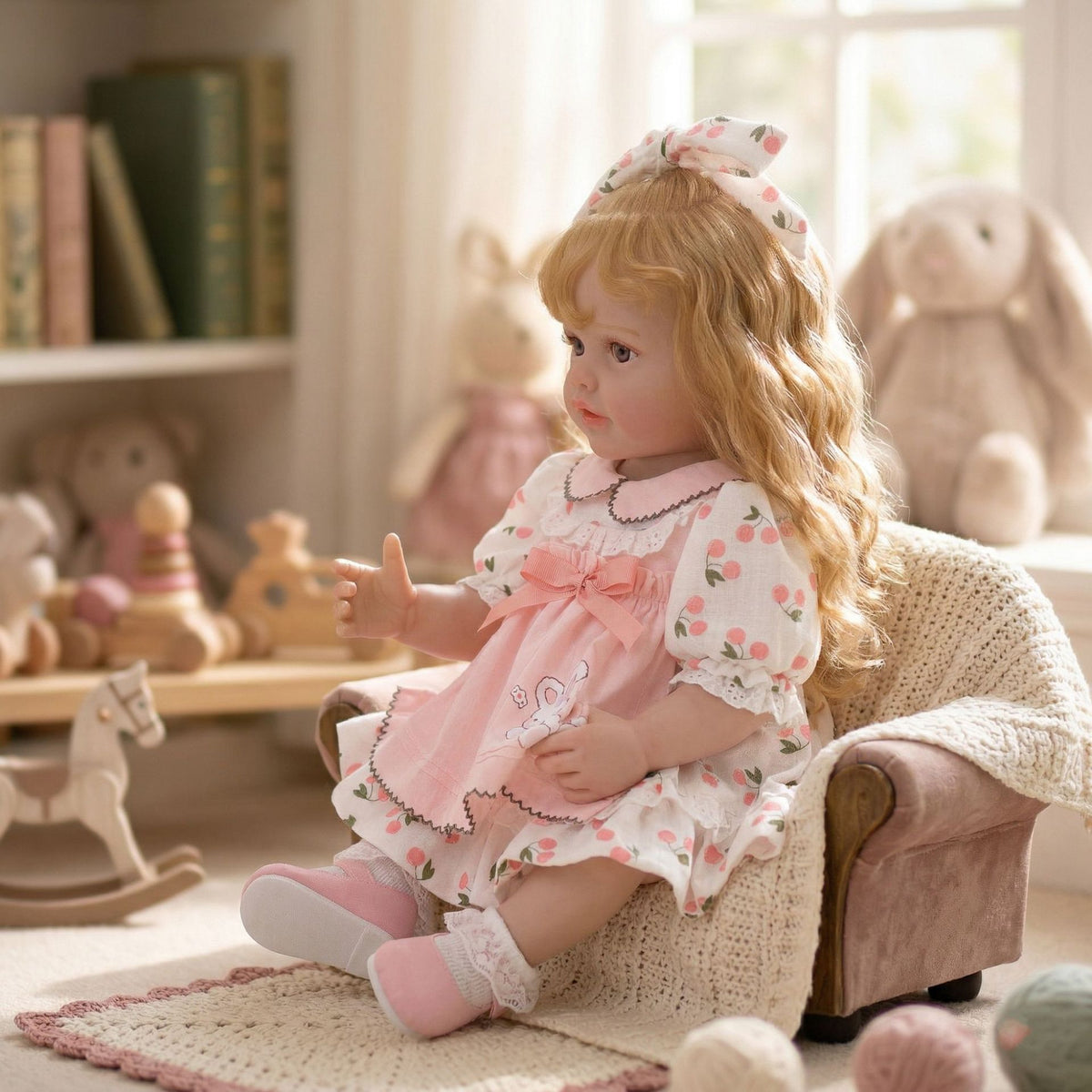 22 inch reborn doll with Full vinyl body, simulated baby hair transplant, handmade exquisitely painted house toy doll gift