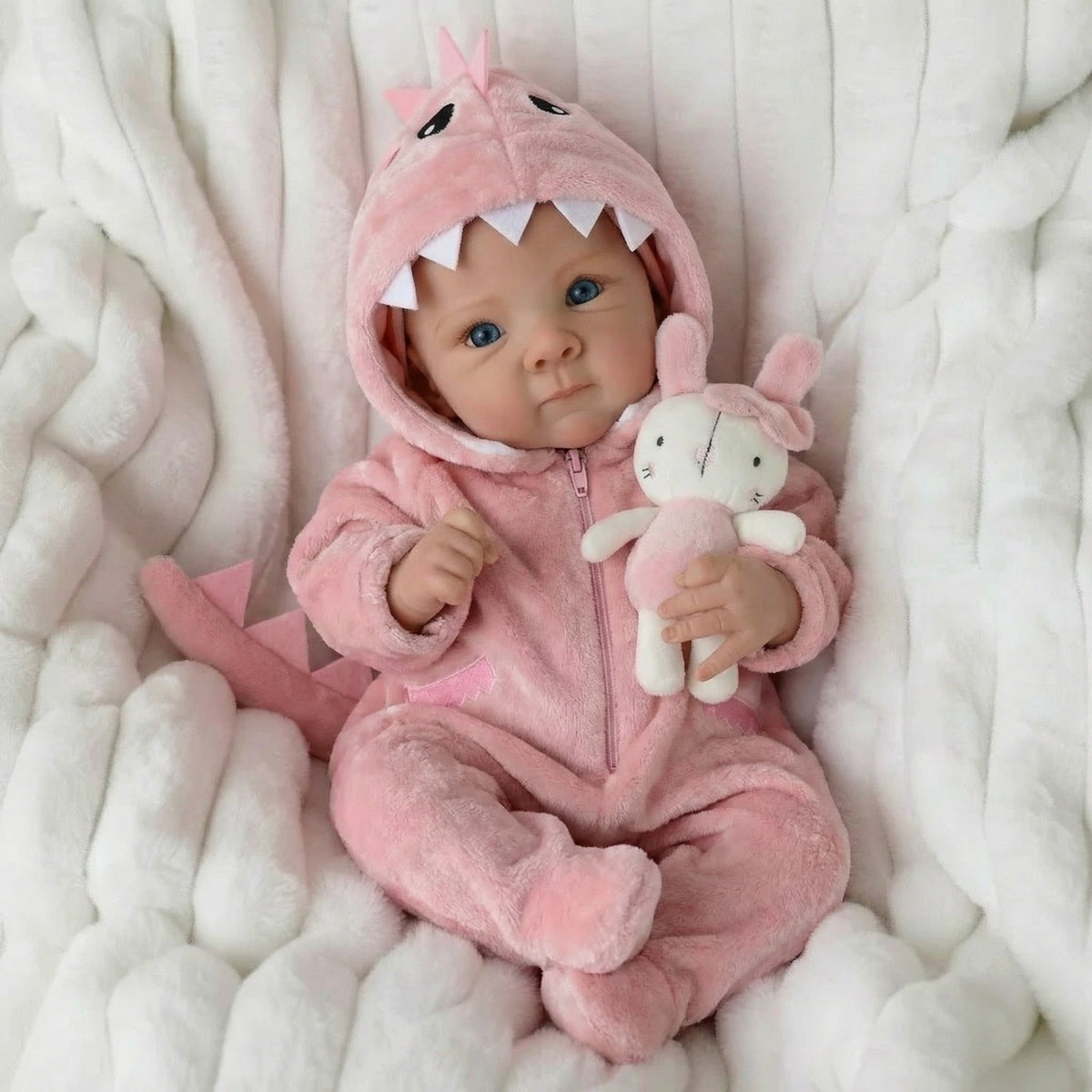 18 inch pink dinosaur jumpsuit Bettie full vinyl reborn doll