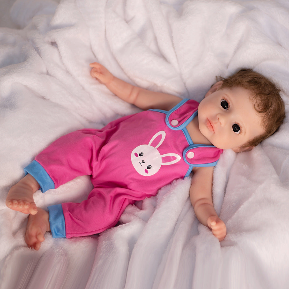 16 / 18 inch Full Solid Silicone simulated reborn baby doll super high-end mohair hair transplant Collectible Display Doll for Doll Lovers