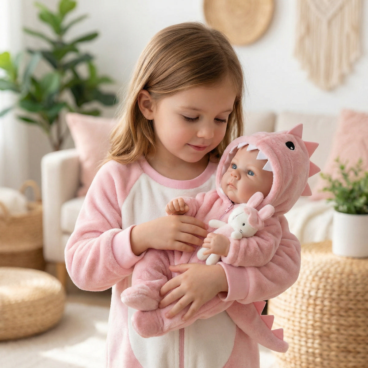 18 inch pink dinosaur jumpsuit Bettie full vinyl reborn doll