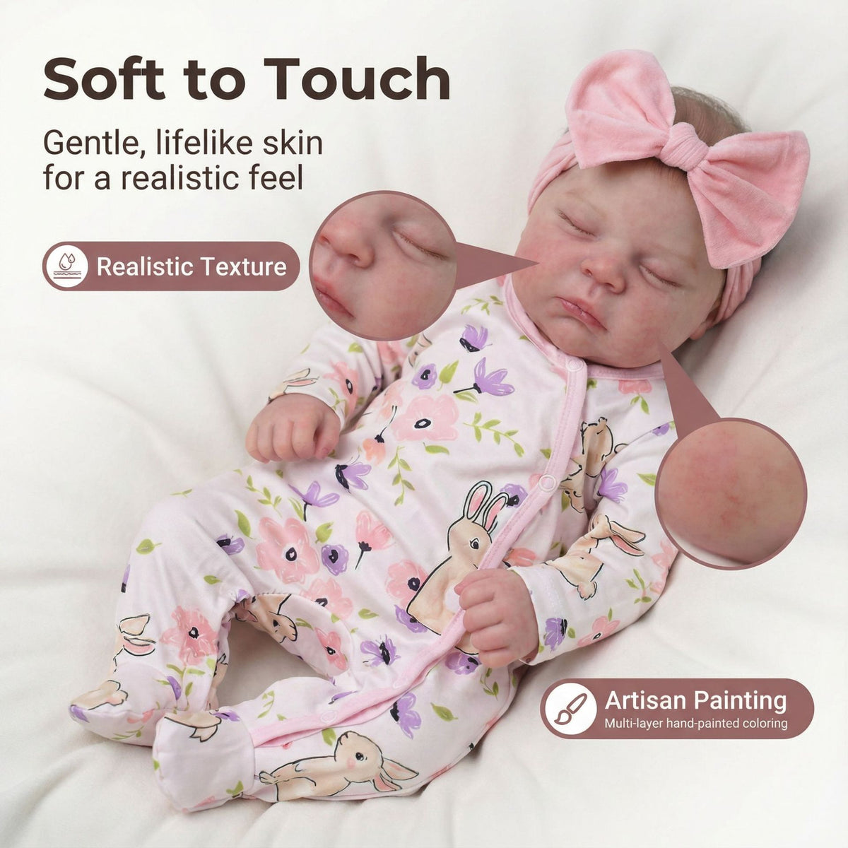 Lifelike Reborn Baby Dolls 19 inch Sleeping Baby Dolls Soft Cloth Body with Accessories Gift Box for Kids Age 3+