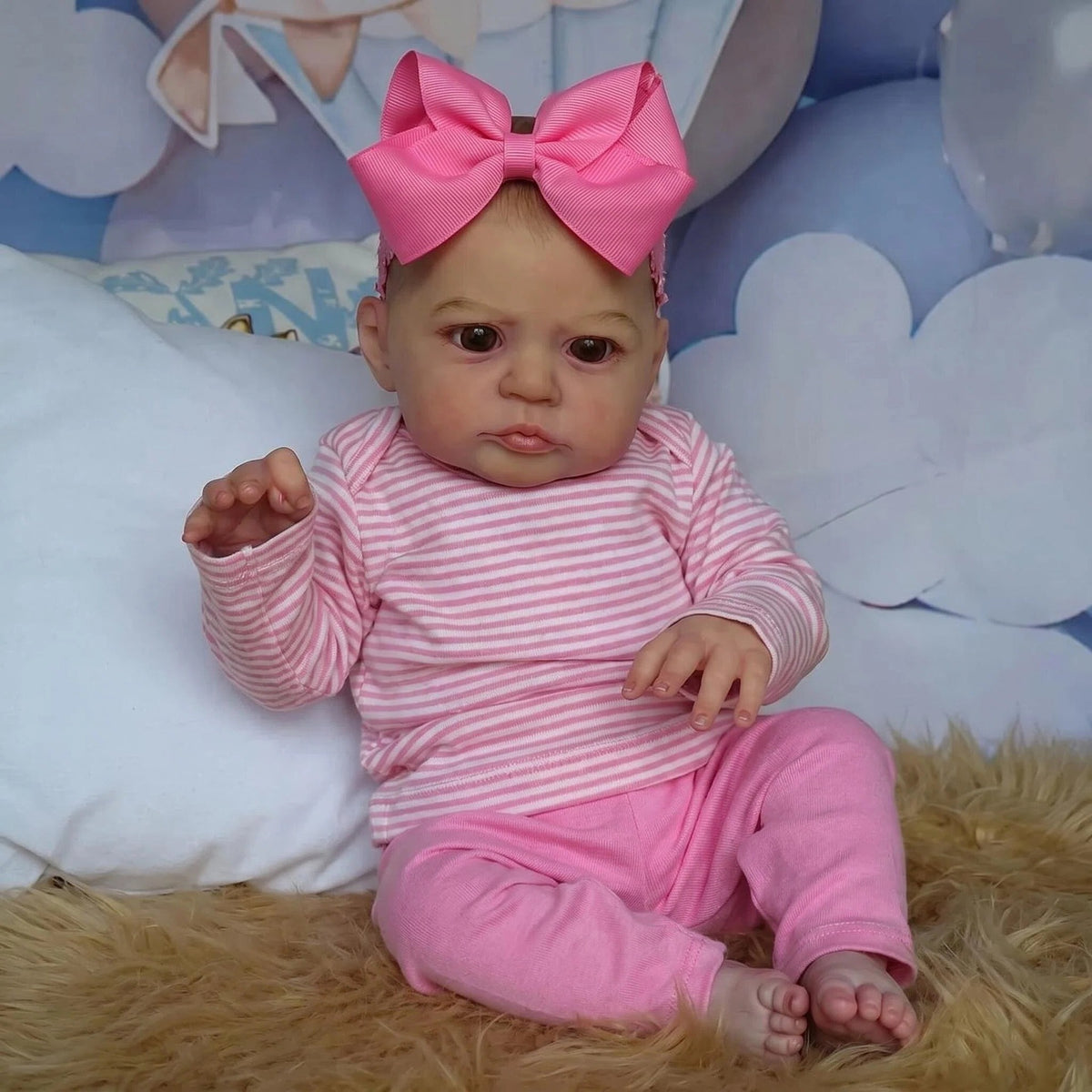 Realistic Newborn 18 inch with Cloth Body Reborn Doll Exquisitely Hand Painted Face For Nursery Display & Pretend Play