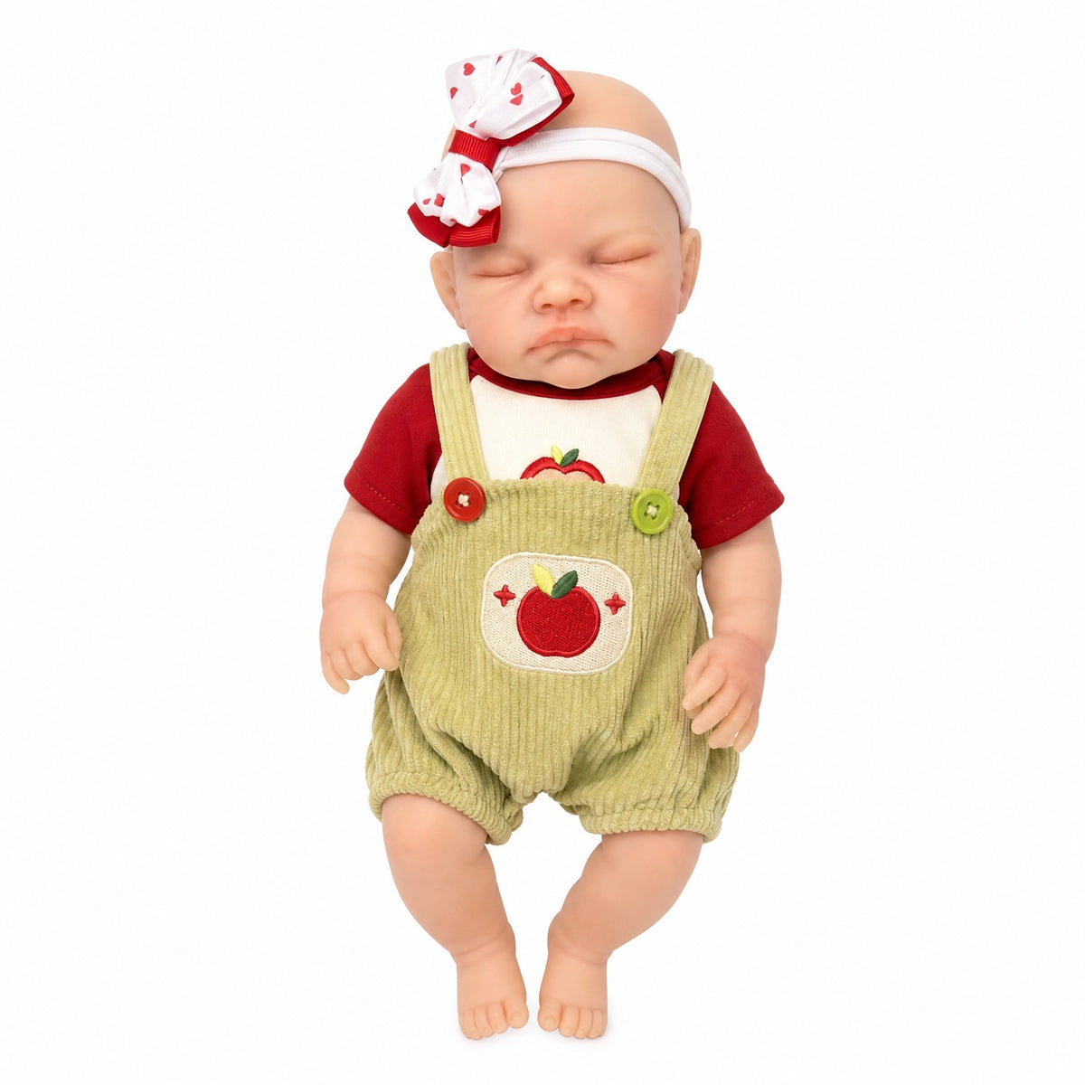 13 inch Q-elastic solid green strap August doll as a gift for children, collectible silicone doll