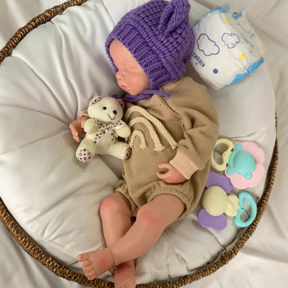 18 Inch Realistic Reborn Doll with Solid Silicone Body Handmade Play Toy Gift for Girls & Doll Collectors