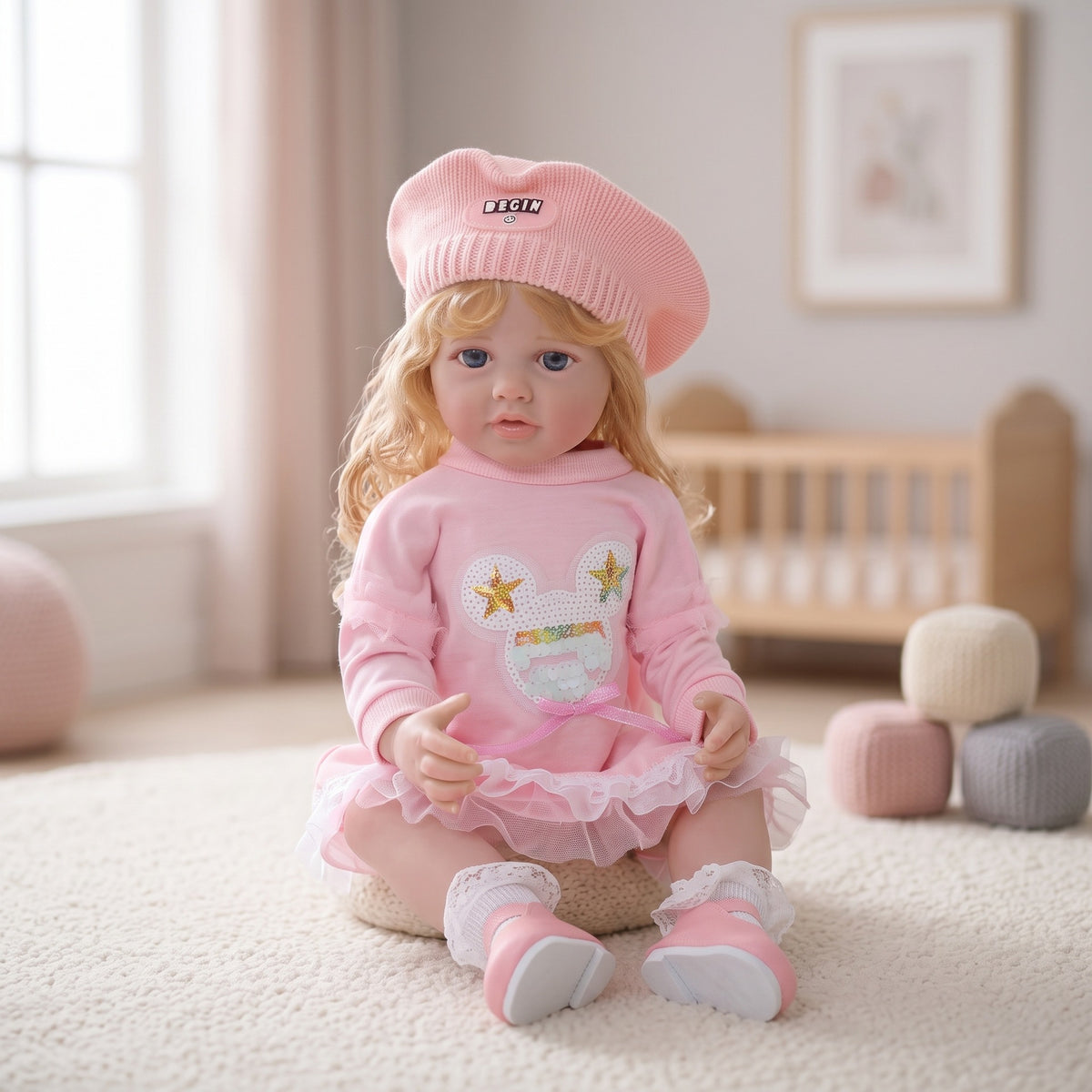 Ultra Realistic 22 inch Full vinyl body Reborn Newborn Doll Soft Bendable Limbs Safe Kids Companion Doll
