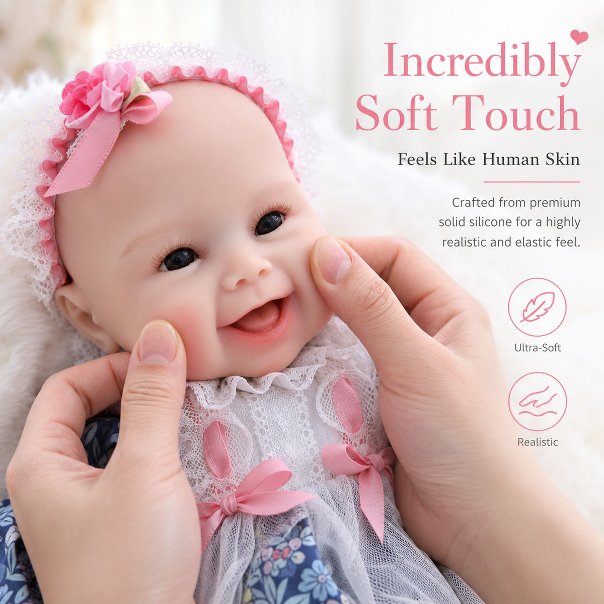 17 inch Reborn Baby Dolls Lovely Full Solid Silicone Baby Realistic Newborn Dolls Toy Xmas Gift