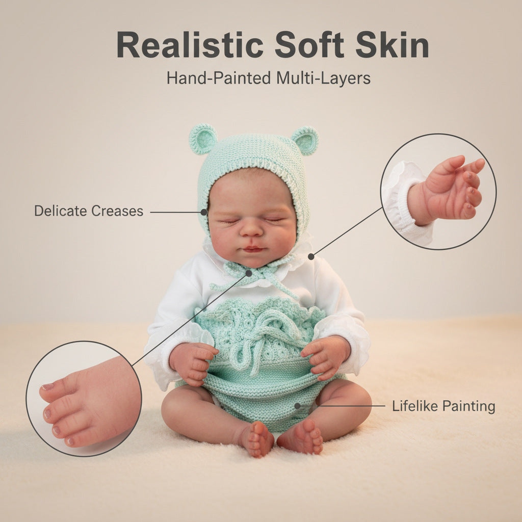 19 Inch Light Blue Sweater Set Reborn Doll Simulation Doll Newborn