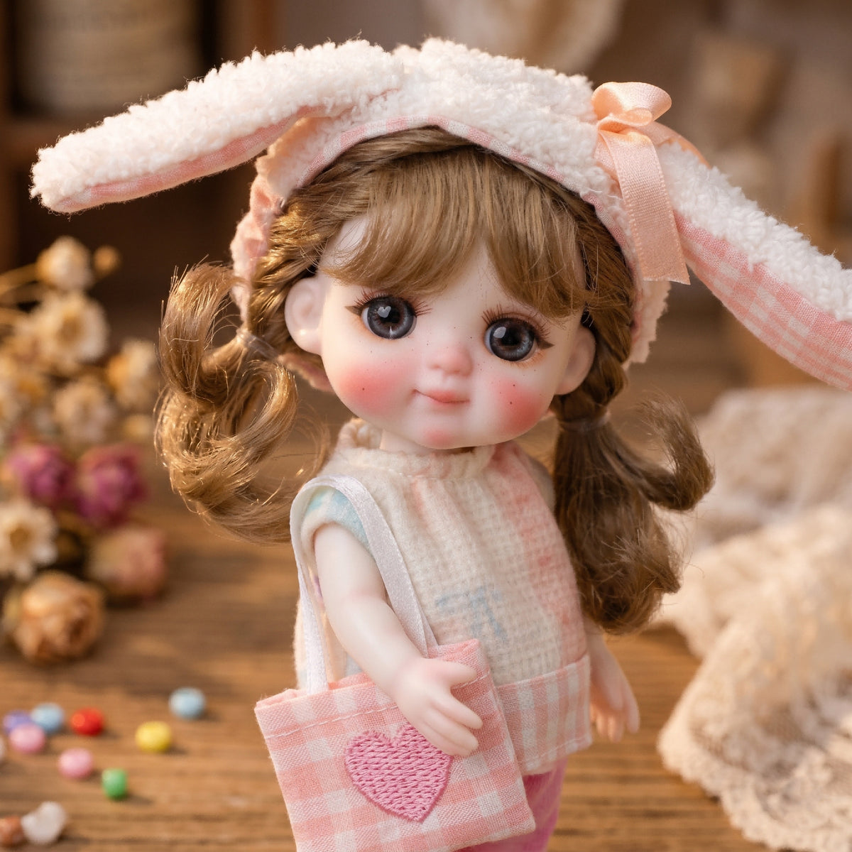 6 inch Mini with Full ceramic Body, Handmade Clothes Tabletop Ornament For Doll Collectors