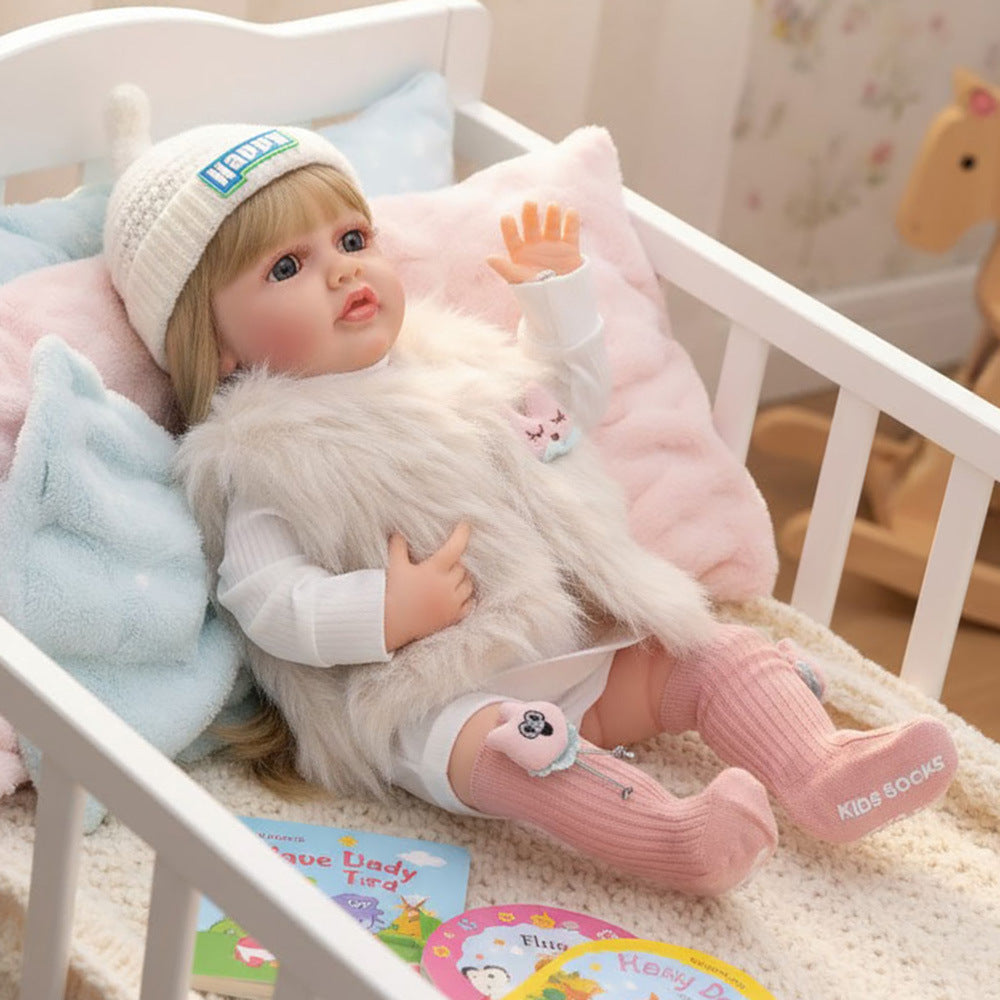 Russian English Spanish Crying and Laughing Dialogue 22 inch Full Plastic Rebirth Doll Simulation Baby Doll Girl