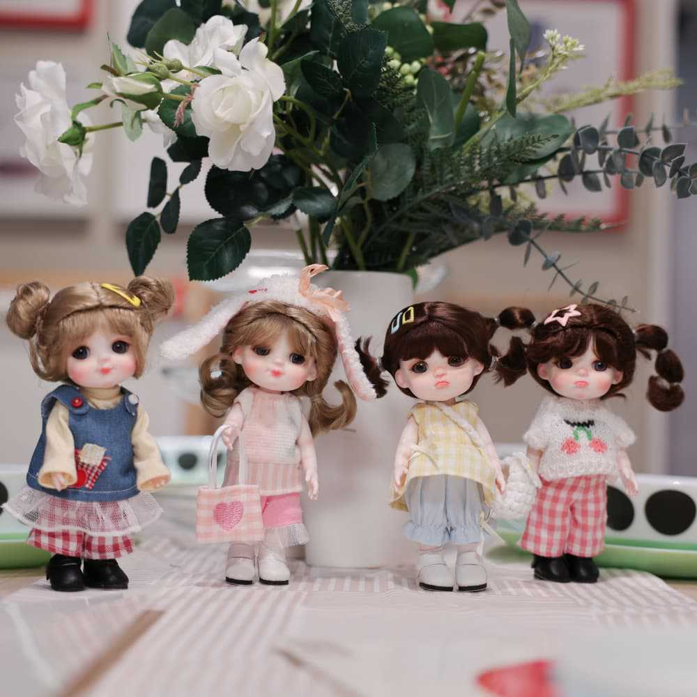 6 inch Mini with Full ceramic Body, Handmade Clothes Tabletop Ornament For Doll Collectors