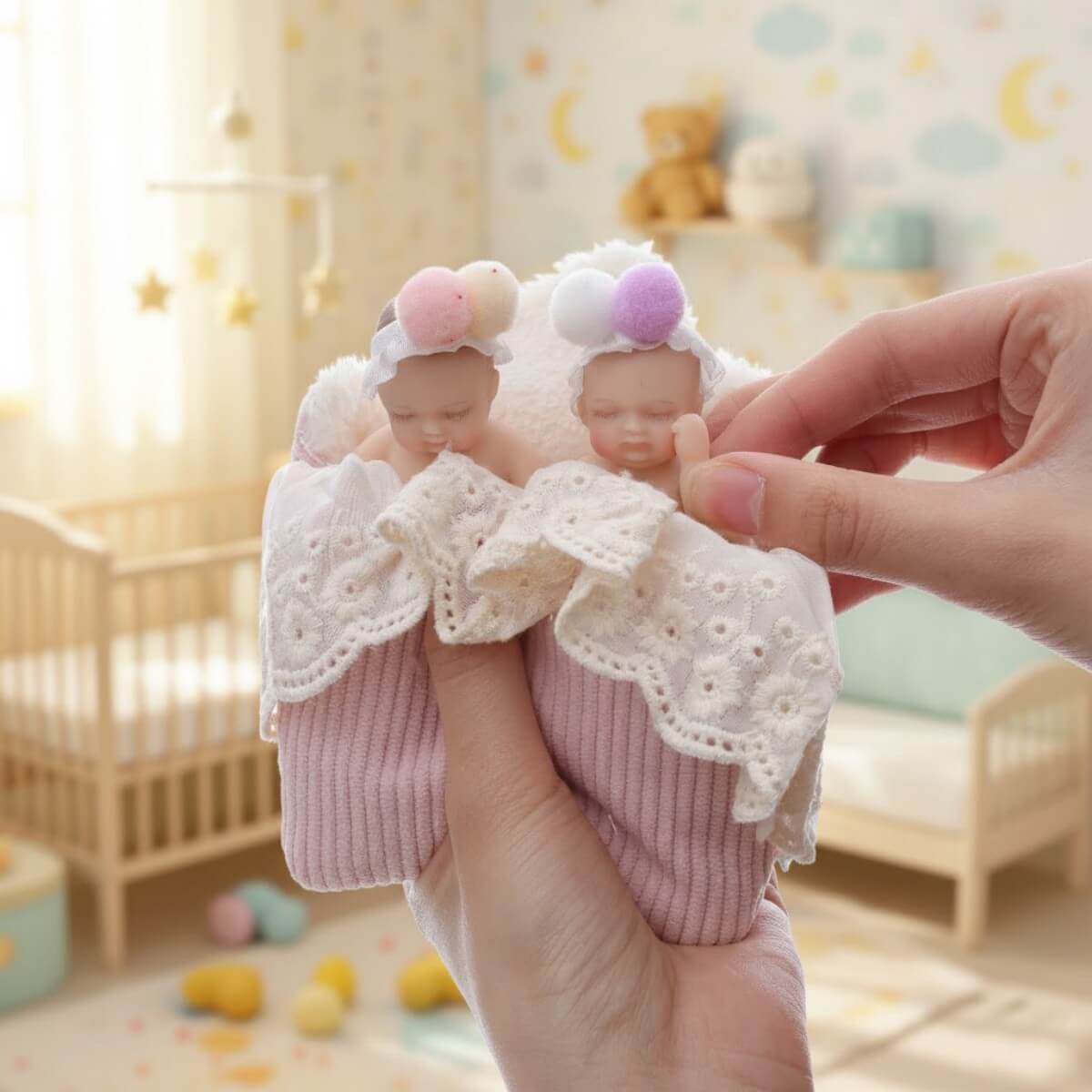 Lifelike Silicone Reborn twins Baby Doll 4 Inch