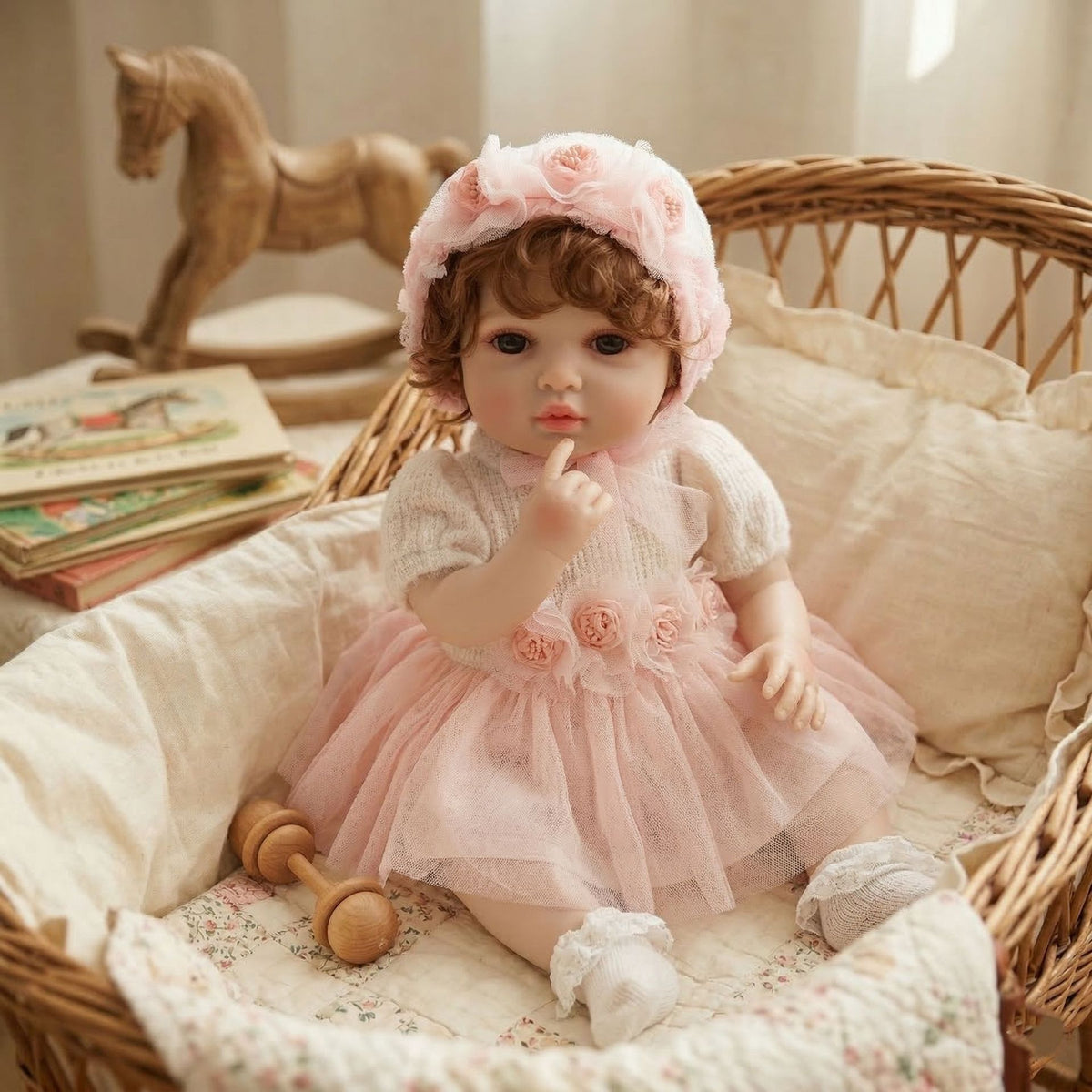 20inch/50CM reborn doll, hair transplant, fully vinyl body reborn doll, exquisitely hand-painted, 3D doll dress-up for gift and collectibles
