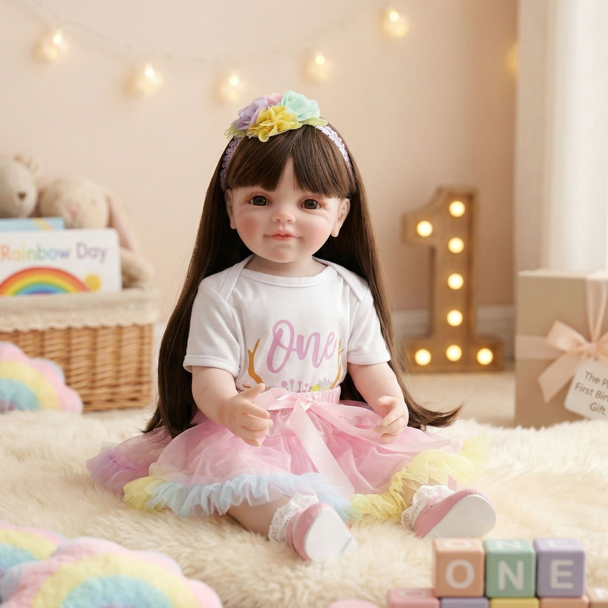 22 inch Standing Toddler Reborn Dolls with Full vinyl Body girl for Gifts