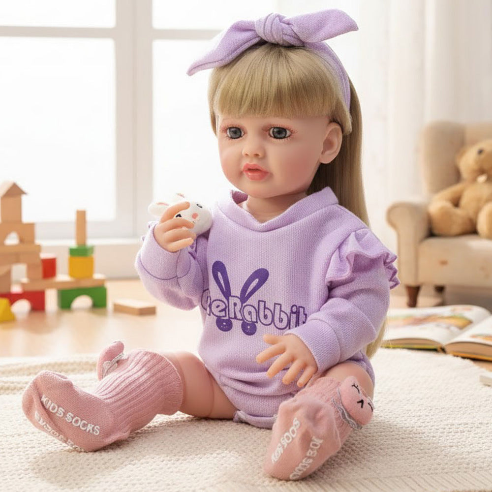 Russian English Spanish Crying and Laughing Dialogue 22 inch Full Plastic Rebirth Doll Simulation Baby Doll Girl