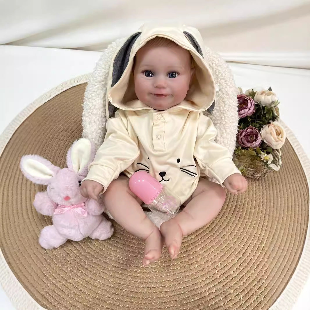 19 inch Handmade Lifelike Reborn Baby Doll with Cloth Body Realistic 3D Skin Children Play Toy for Little Girls