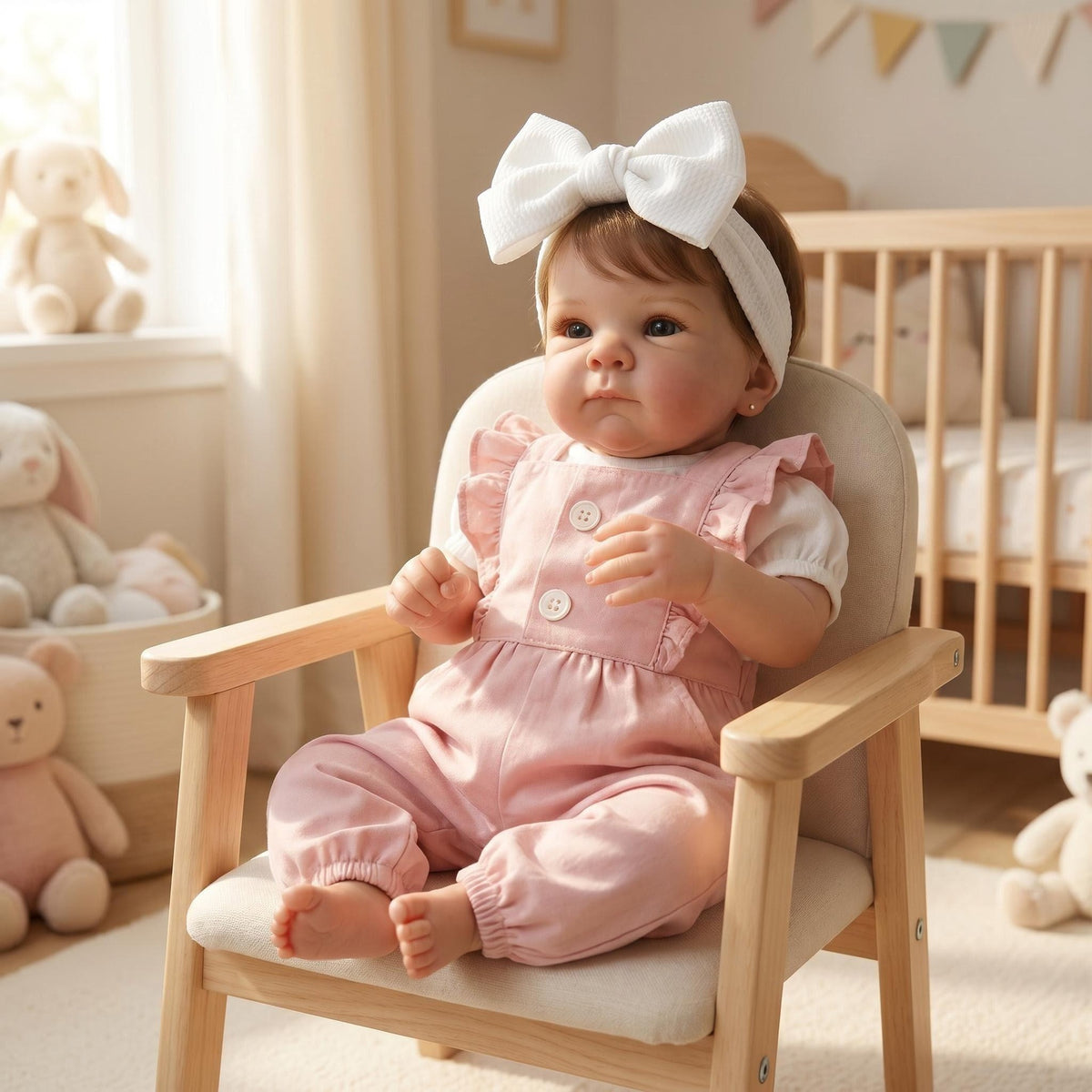 18 Inch Reborn Baby Girl Doll Full Vinyl Body Realistic Newborn Doll with Magnetic Pacifier, Bottle, Diaper & Outfit