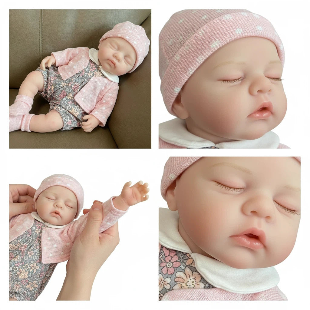12 inch solid silicone reborn doll white small round dot small cardigan simulation toy doll