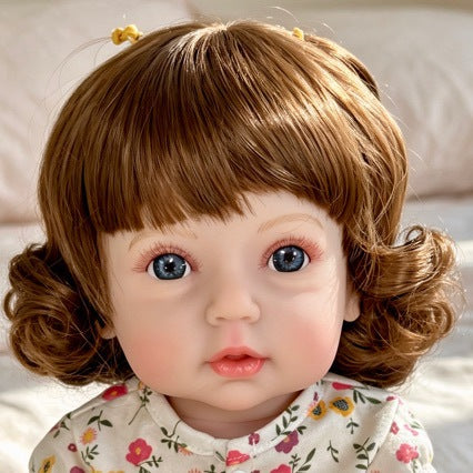 Realistic Reborn Baby Doll, 20 inch Vinyl Newborn Fashion Doll with Brown Hair and Blue Eyes