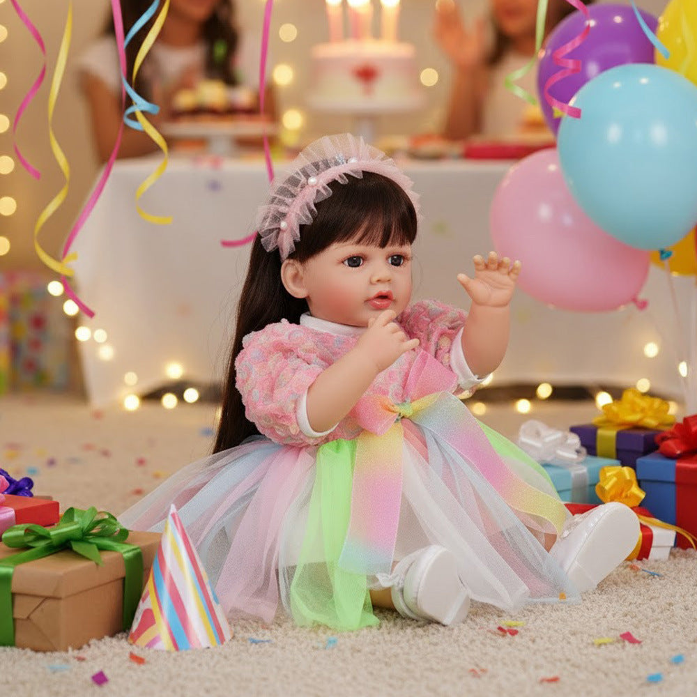 English  Russian Spanish Crying and Laughing Dialogue 22 inch Full Plastic Rebirth Doll Simulation Baby Doll Girl