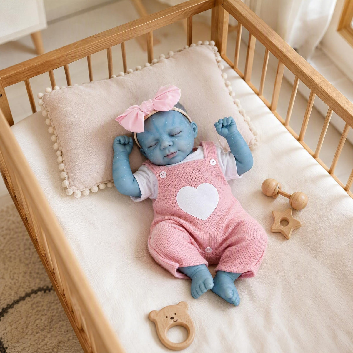 19 inch Lifelike Avatar Reborn Baby Doll Soft Cloth Body Painted Hair Handmade Gift
