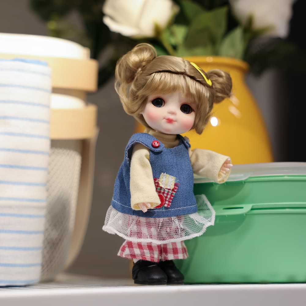 6 inch Mini with Full ceramic Body, Handmade Clothes Tabletop Ornament For Doll Collectors